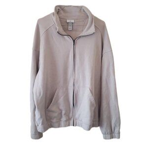 H&M Relaxed Fit Men's Beige Zip Up Pocket Jacket